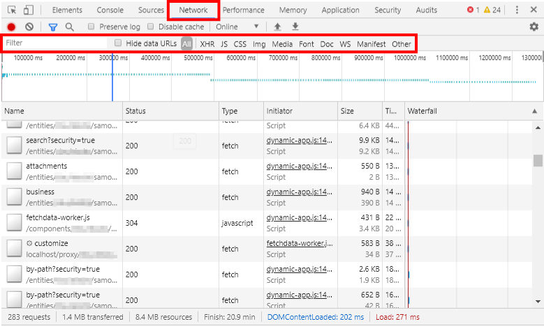 Internet Browse Network Tab